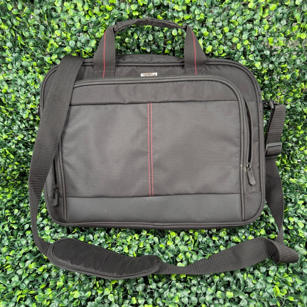 Targus Laptop Messenger Bag Black Red Accent Briefcase Shoulder Strap Travel